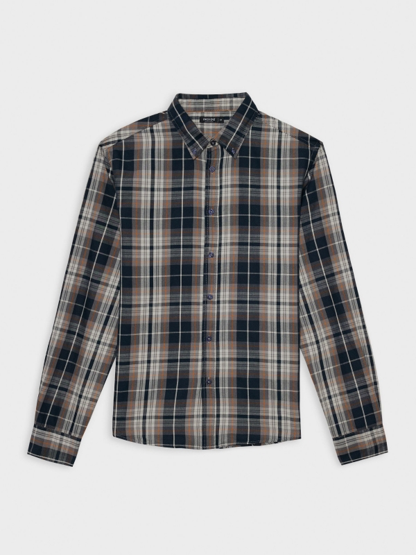  Regular check print shirt grey