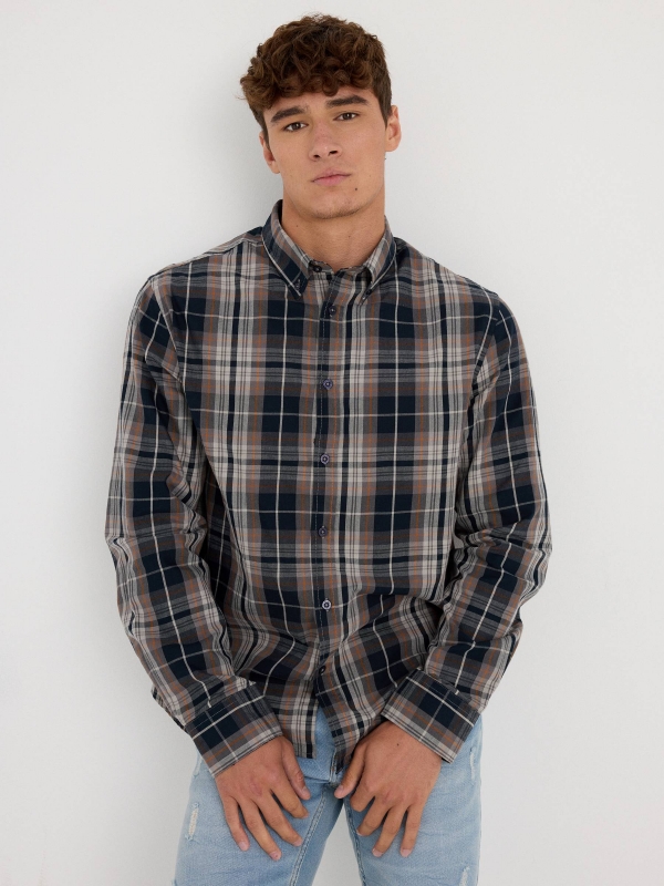 Regular check print shirt grey detail view