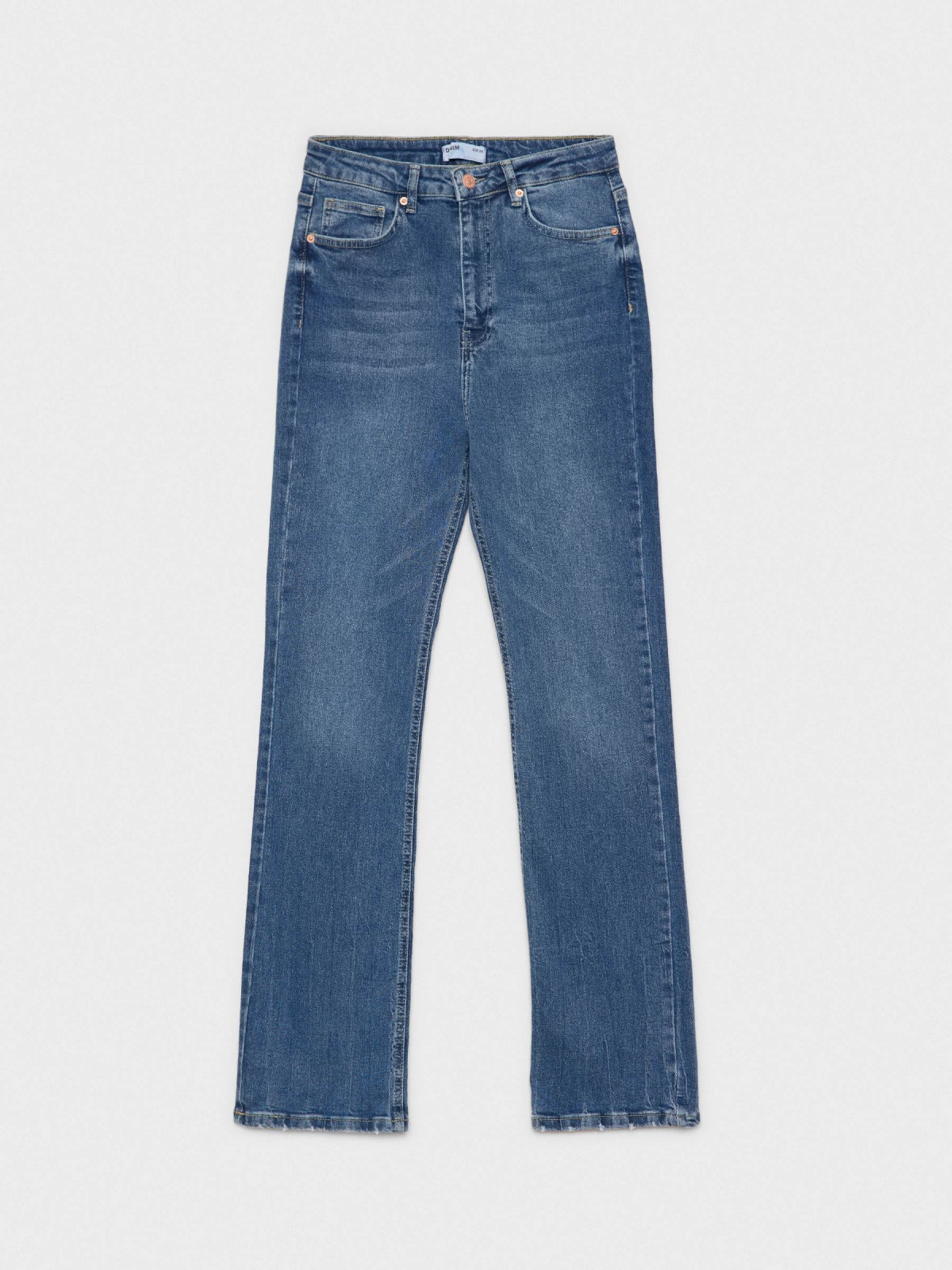  High waist straight slim jeans blue