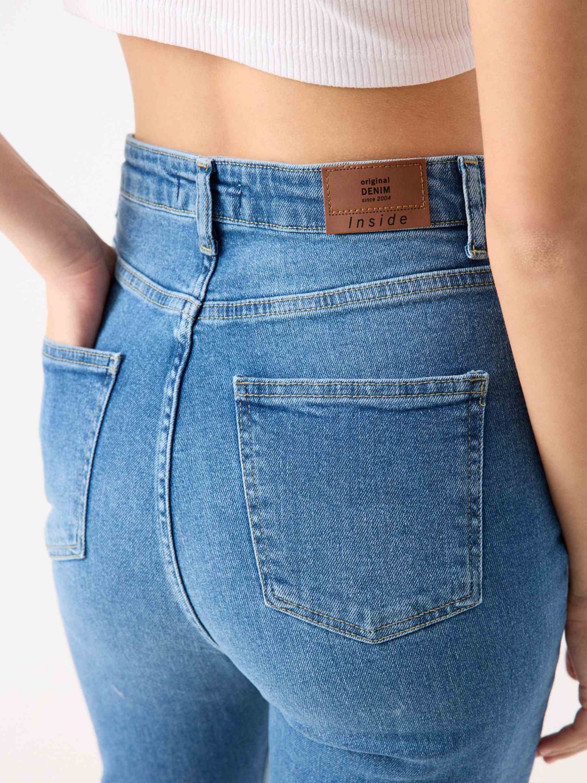 High waist straight slim jeans blue detail view
