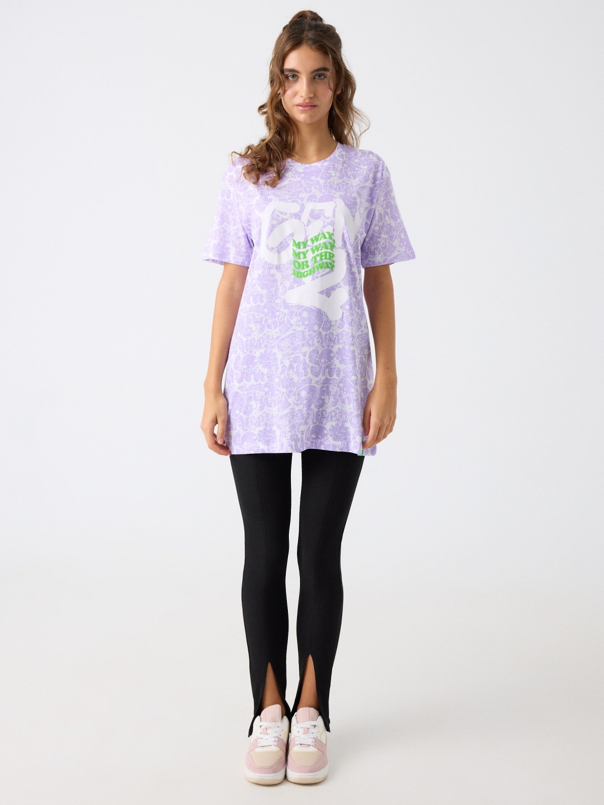 Oversize T-shirt with print white front view