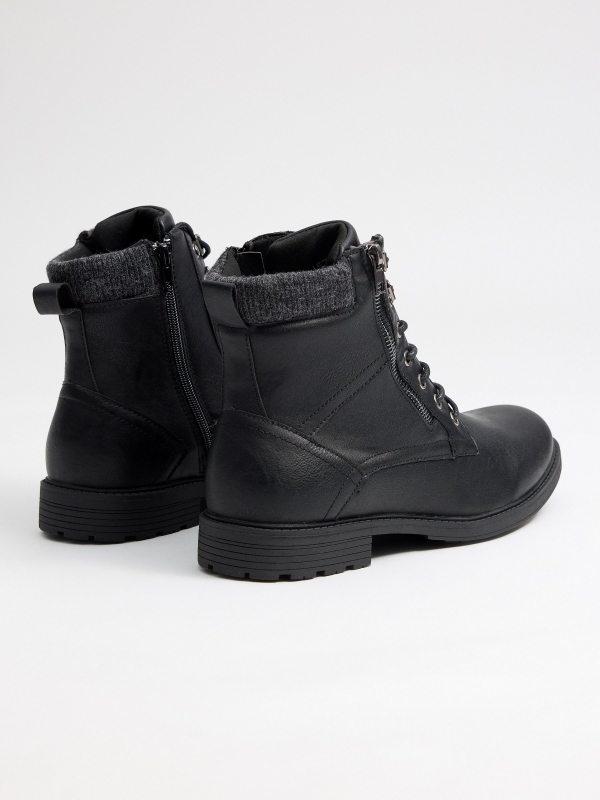 Black boot with zipper detail black 45º back view