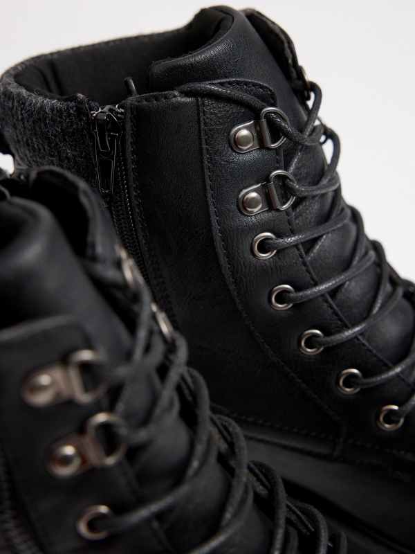 Black boot with zipper detail black detail view