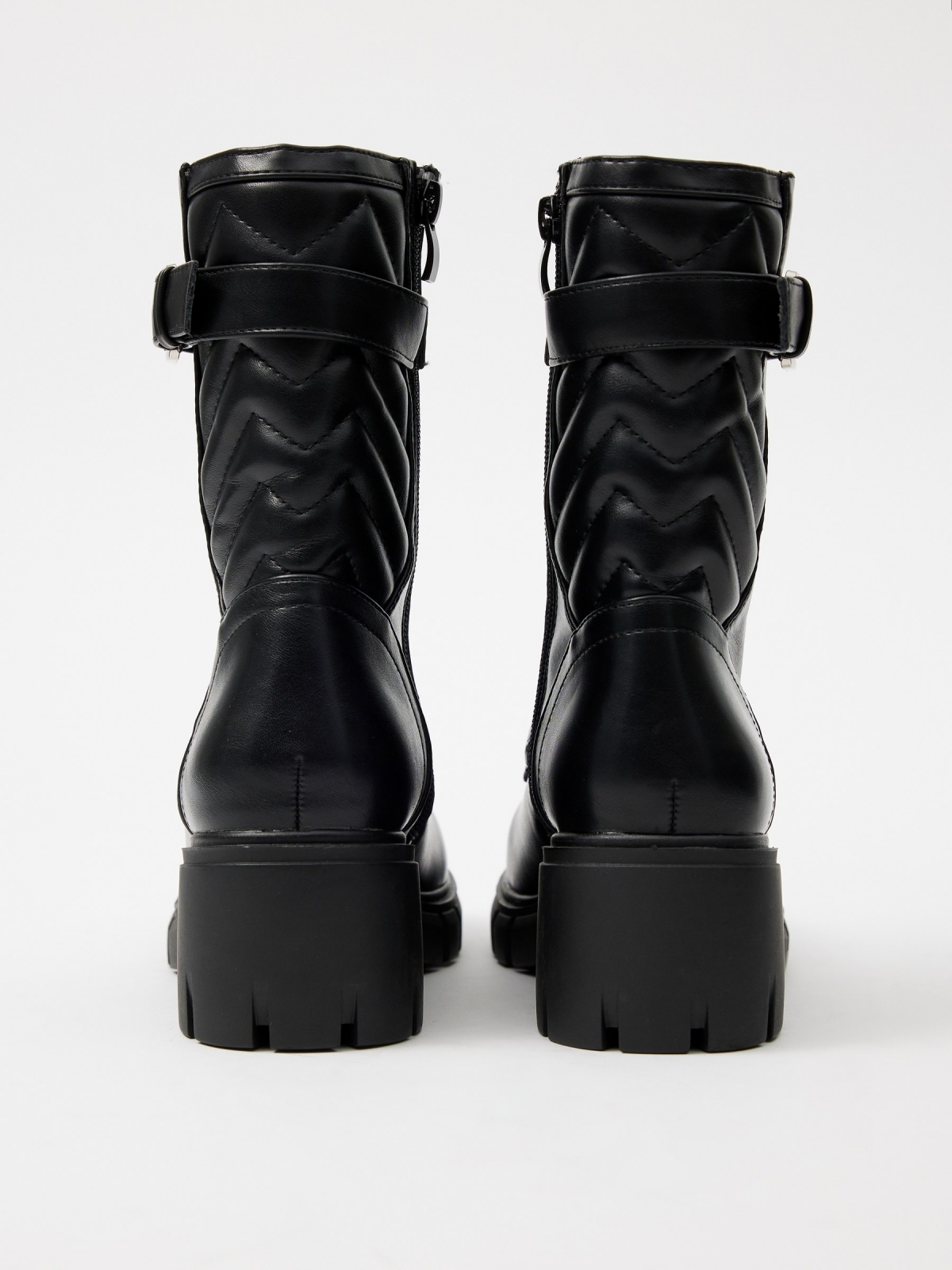Buckle track sole ankle boot black detail view