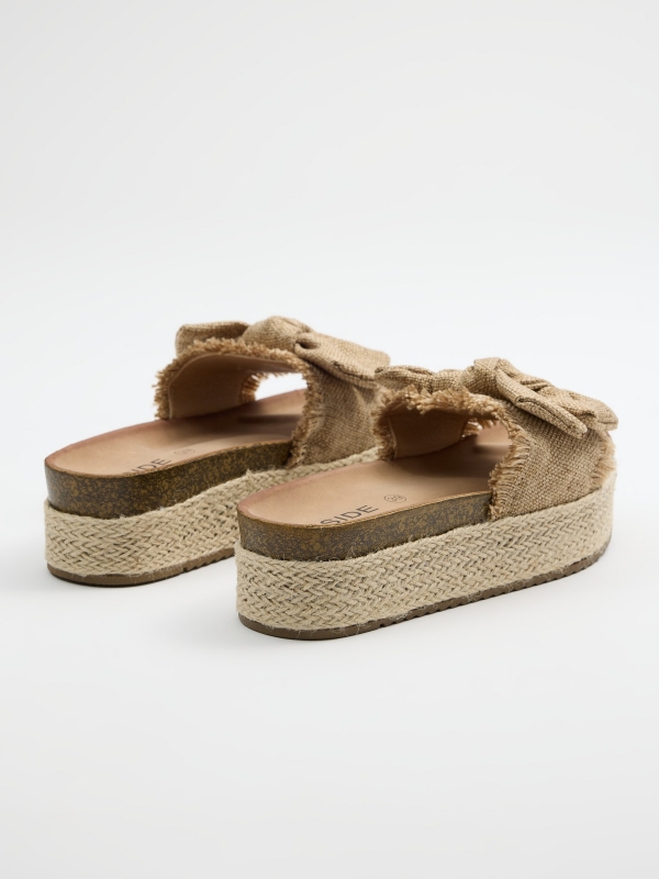 Jute sandal with bow sand 45º back view