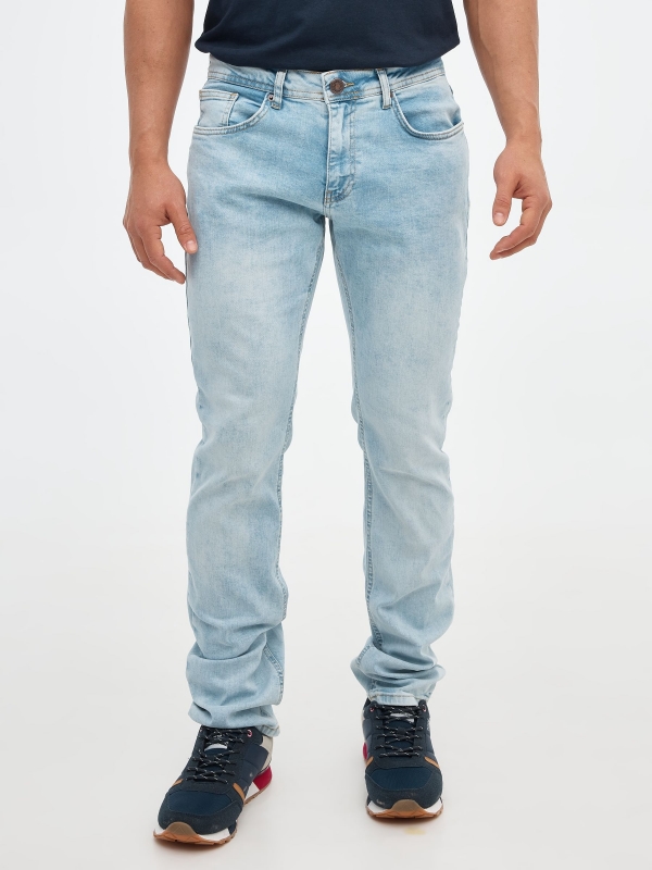 Blue slim jeans blue middle back view