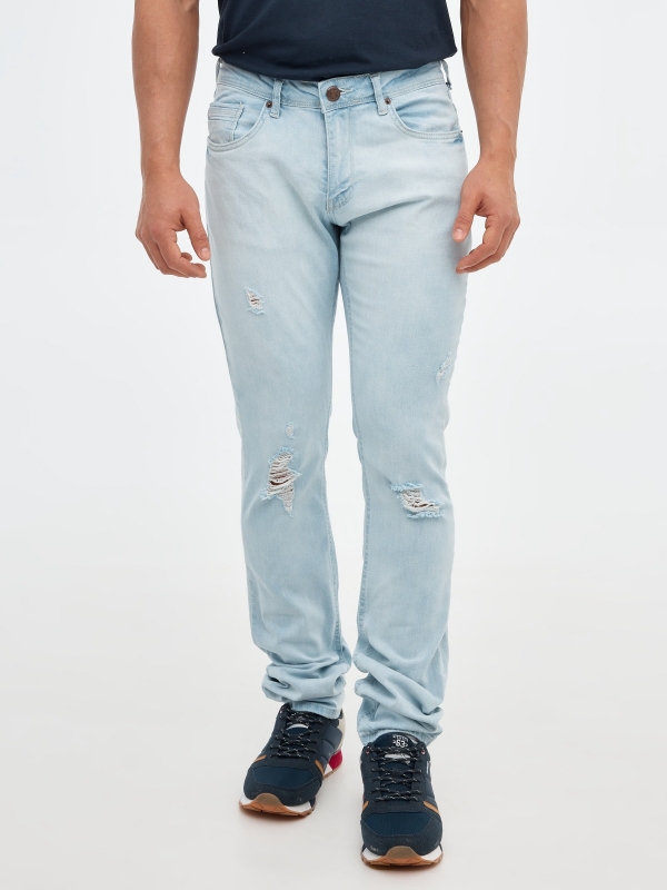 Jeans slim azul claro azul vista media trasera