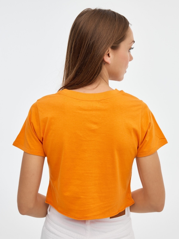 T-shirt Save the Planet laranja vista meia traseira