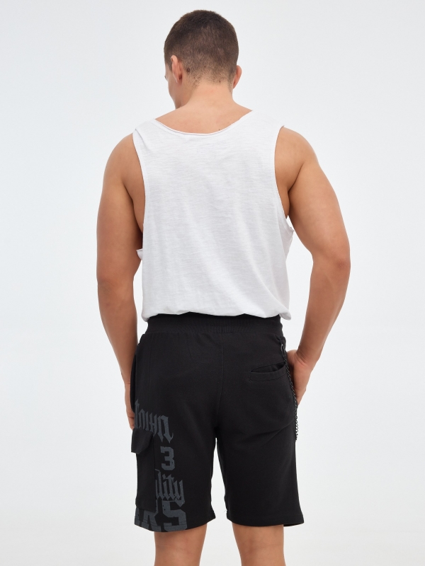 Bermuda jogger shorts with chain black middle back view