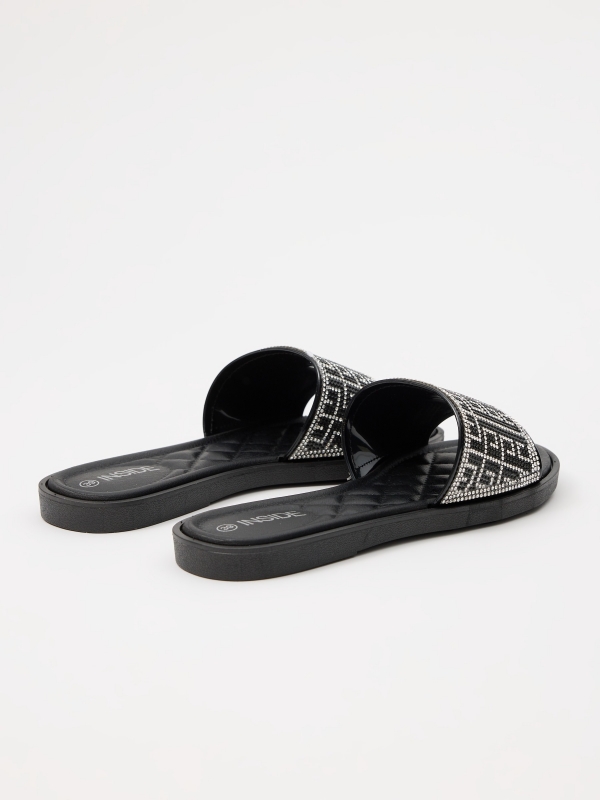 Padded sandal with glitter black 45º back view