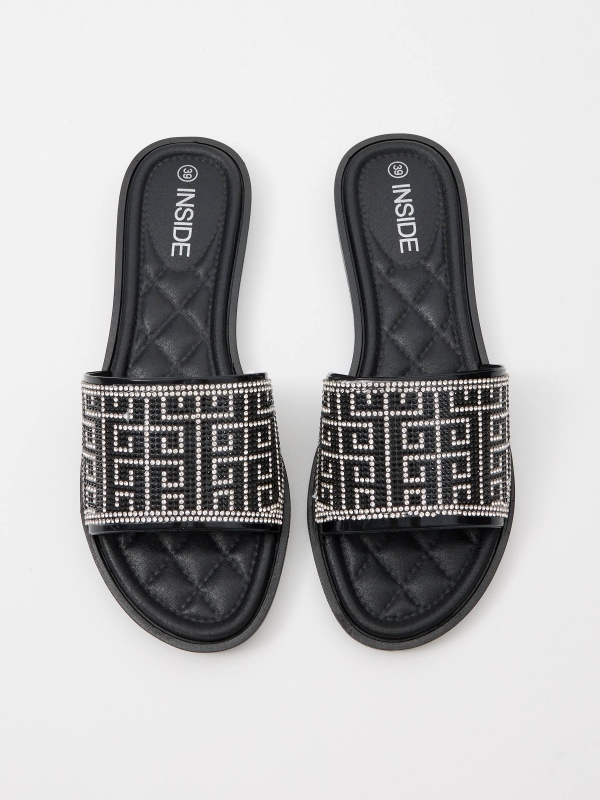 Padded sandal with glitter black zenithal view