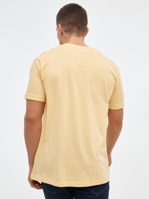 Outside color block t-shirt light yellow middle back view