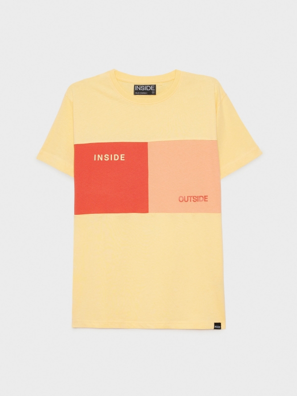  T-shirt de bloco de cor exterior amarelo claro