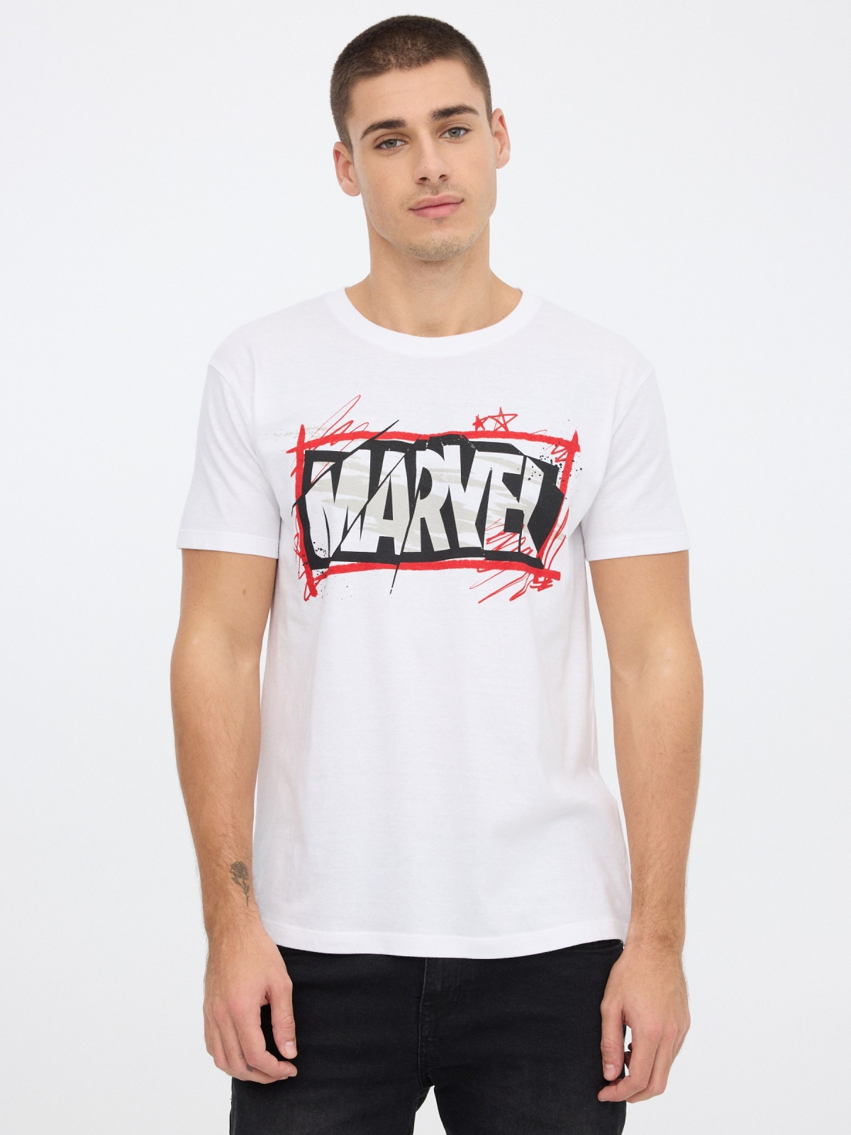 Marvel t-shirt white middle front view