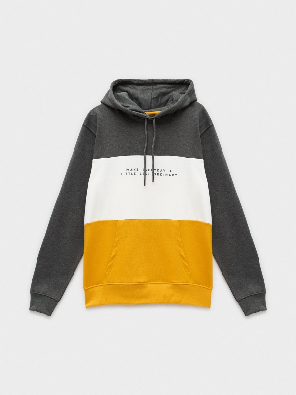  Block color hooded sweatshirt melange escuro