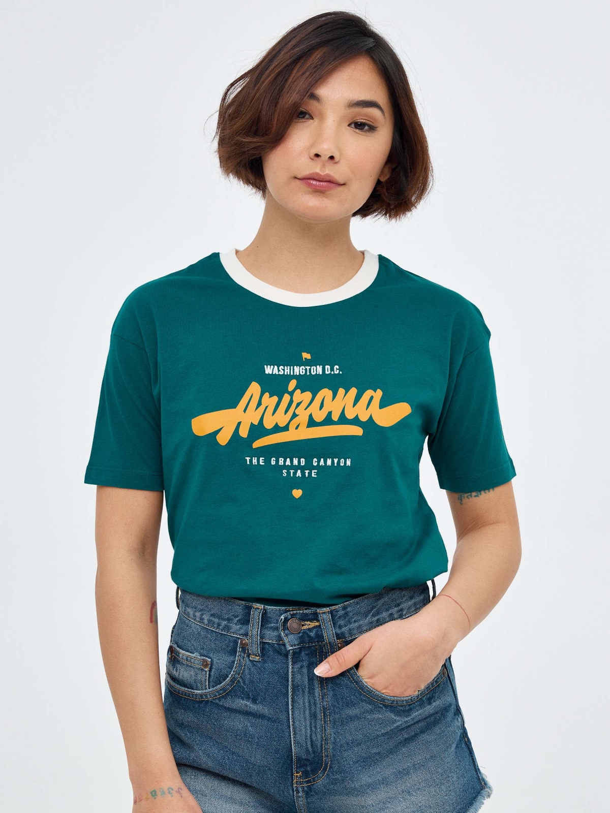 T-shirt do Arizona esmeralda vista meia frontal