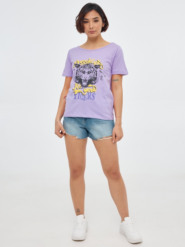 Tigers graphic T-shirt mauve front view