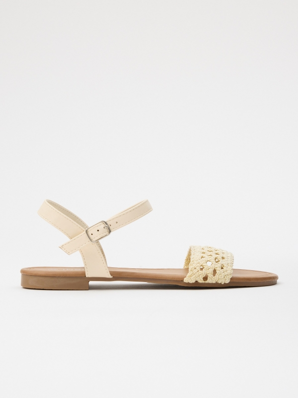 Braided knitted sandal off white