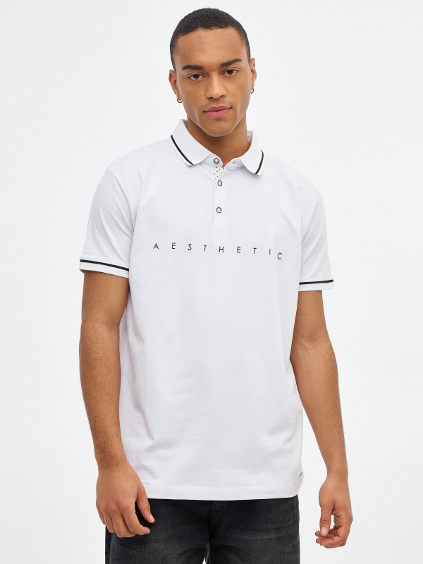 AESTHETIC polo shirt white middle front view