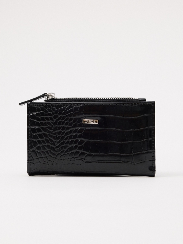 Textured leatherette purse black