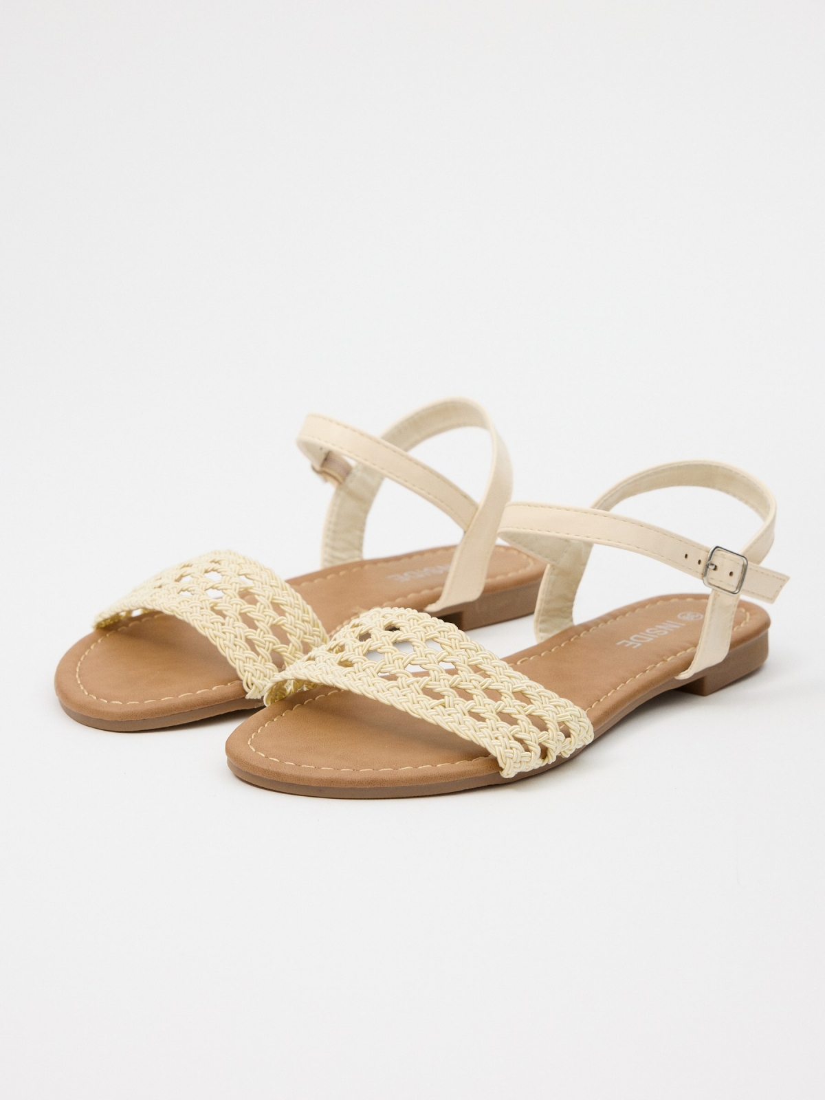 Braided knitted sandal off white 45º front view