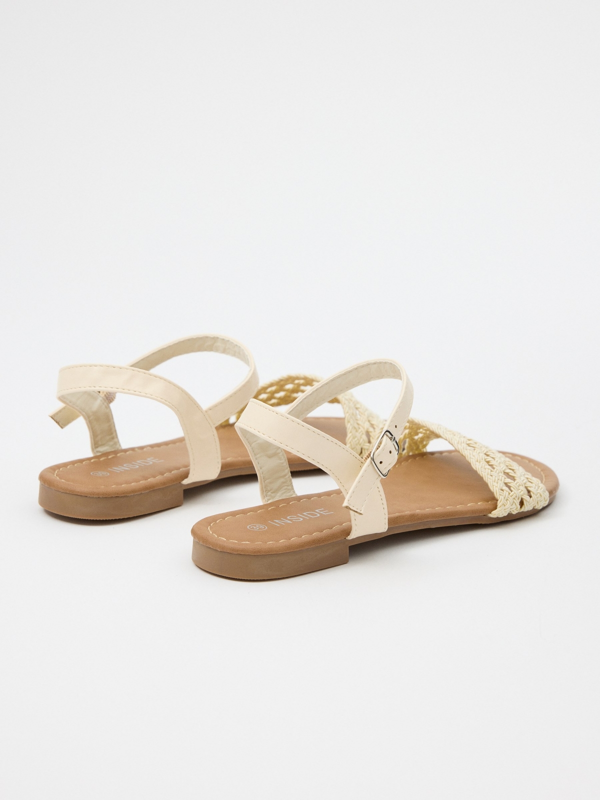Braided knitted sandal off white 45º back view