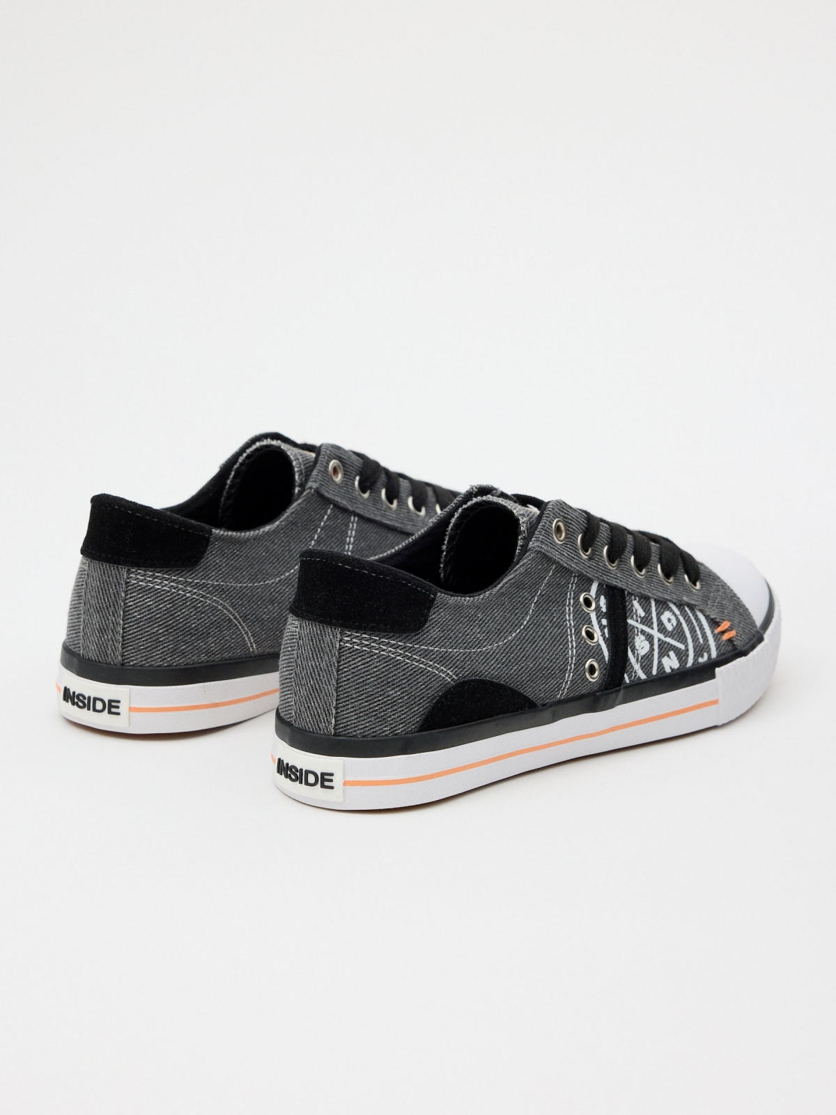 Sneakers with white toe cap petrol blue 45º back view