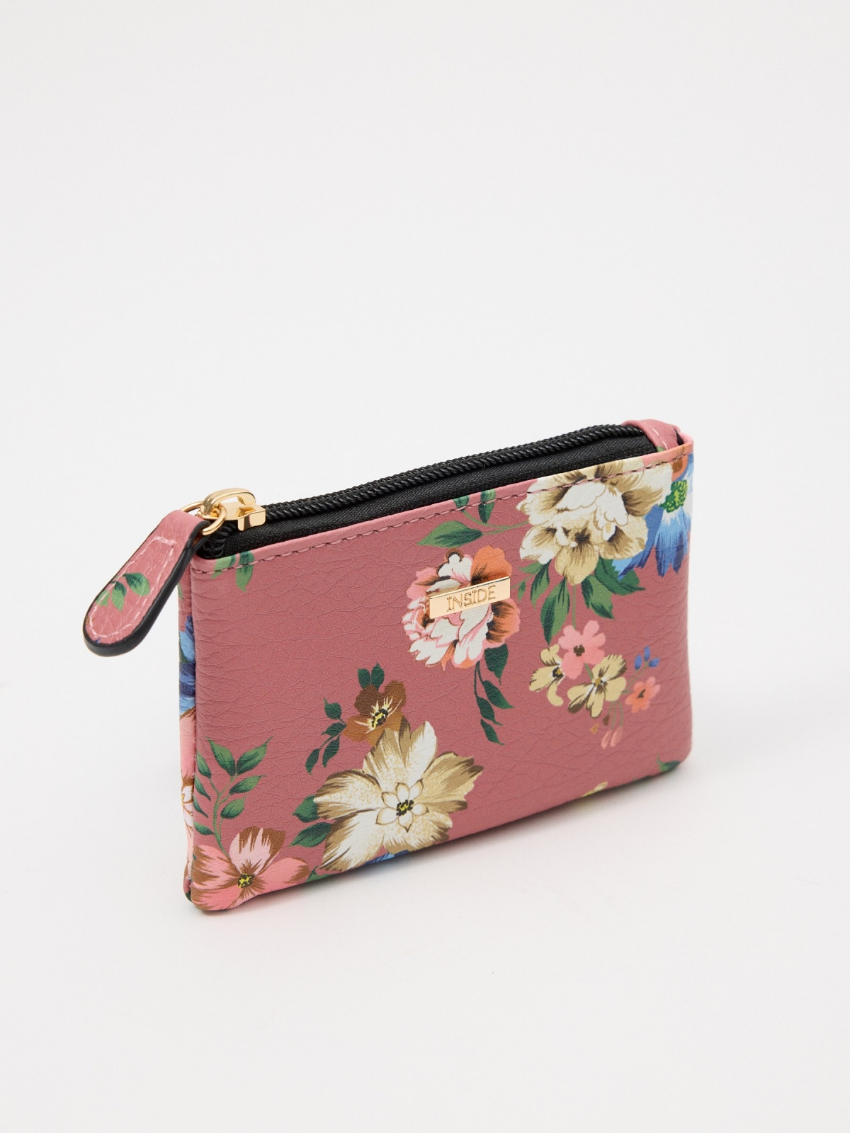 Flower print wallet pink back view