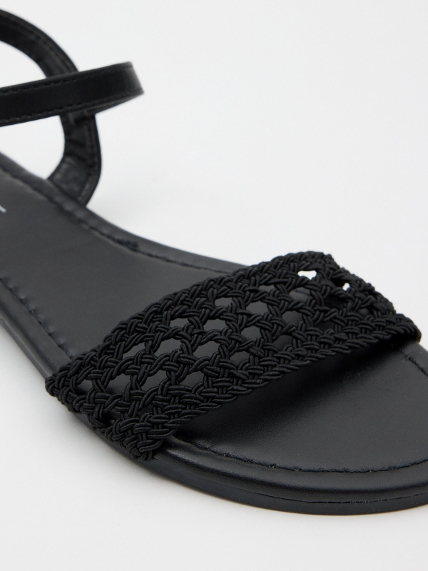 Sandálias de malha trançada preto vista detalhe