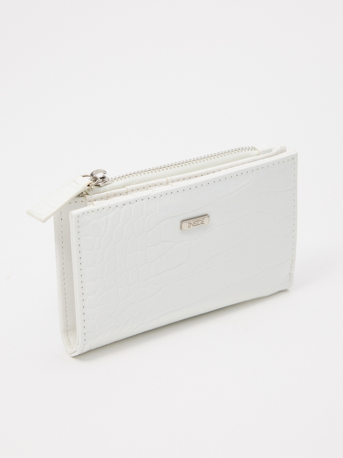 White leatherette purse white back view