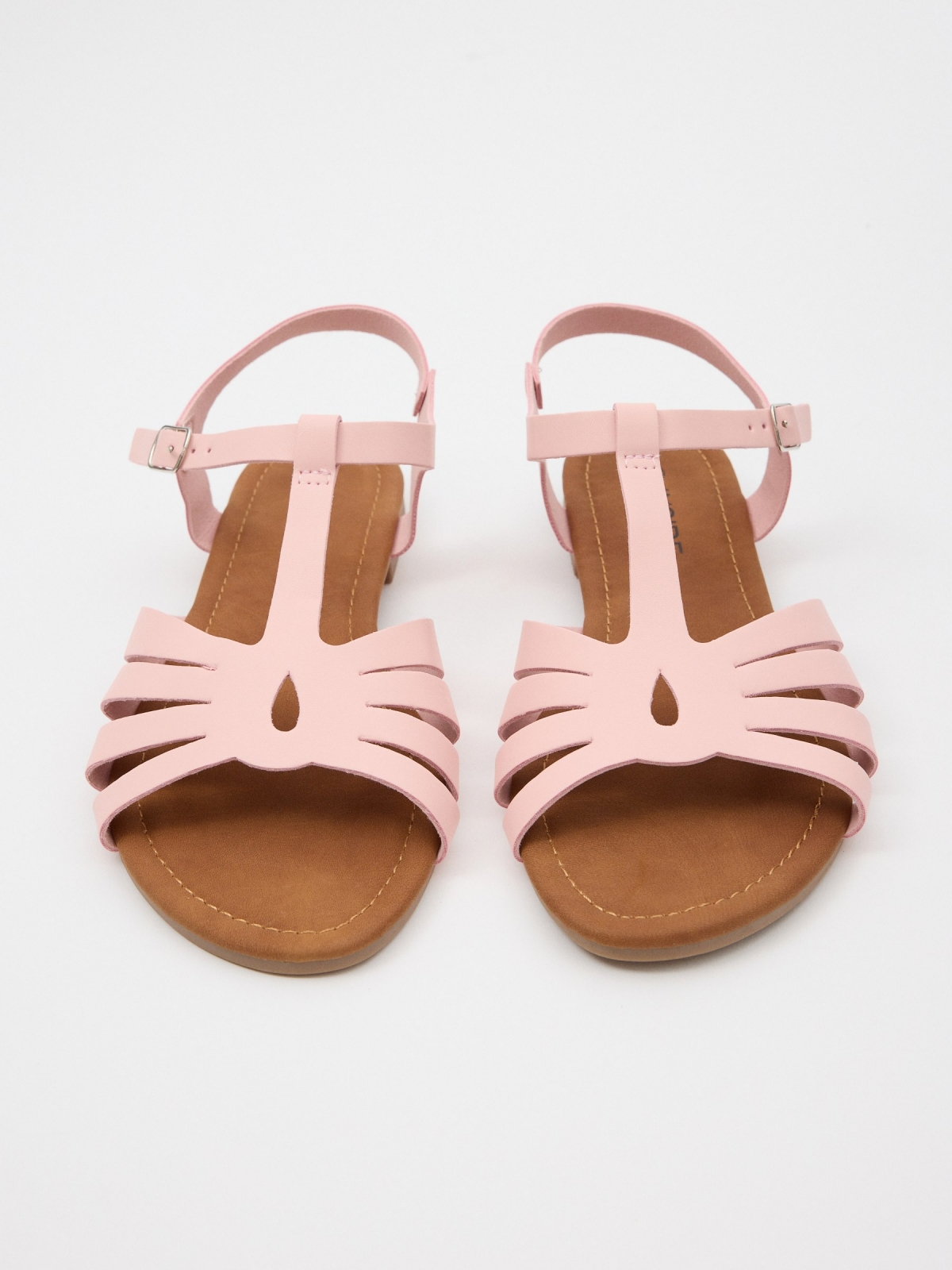 Sandals with crossed straps nude pink zenithal view
