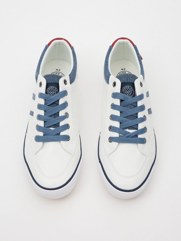Sneaker with denim fabric white zenithal view