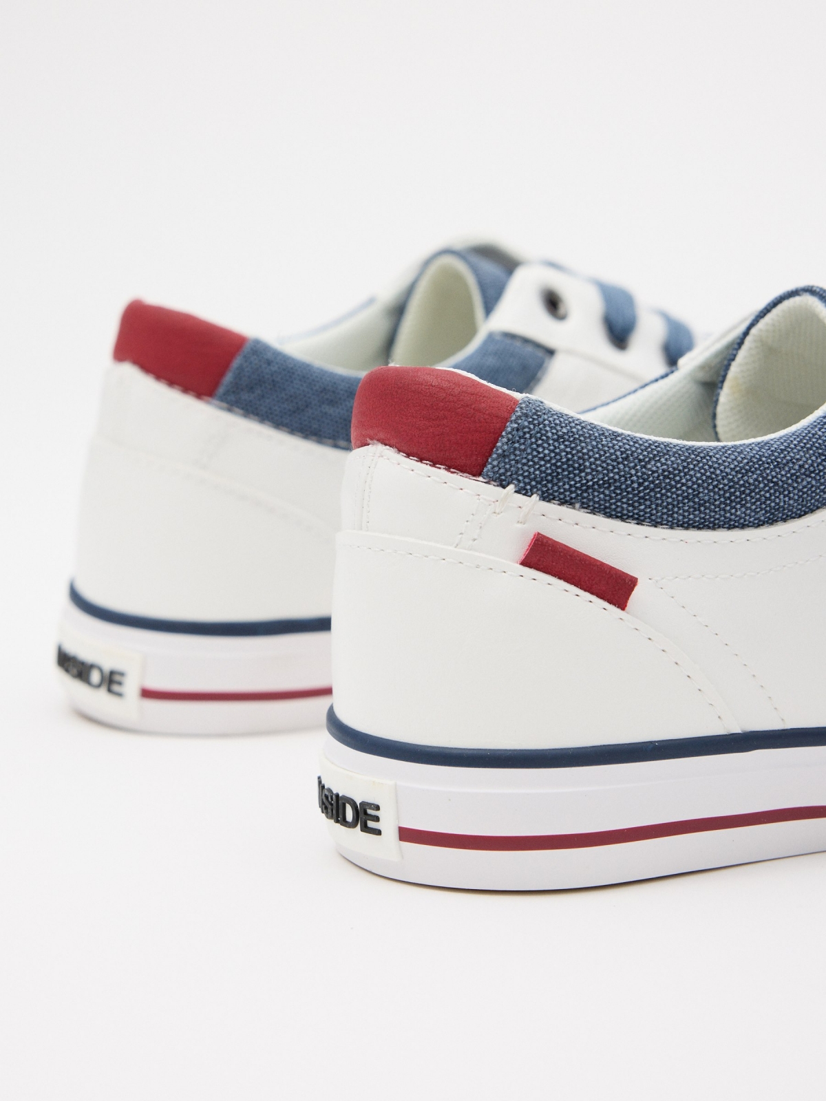 Sneaker with denim fabric white detail view