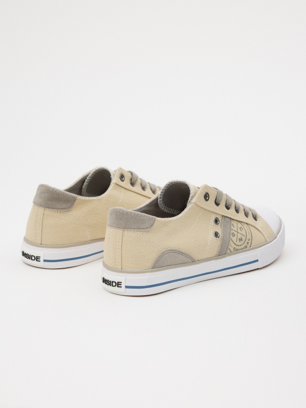 Casual printed canvas sneaker sand 45º back view