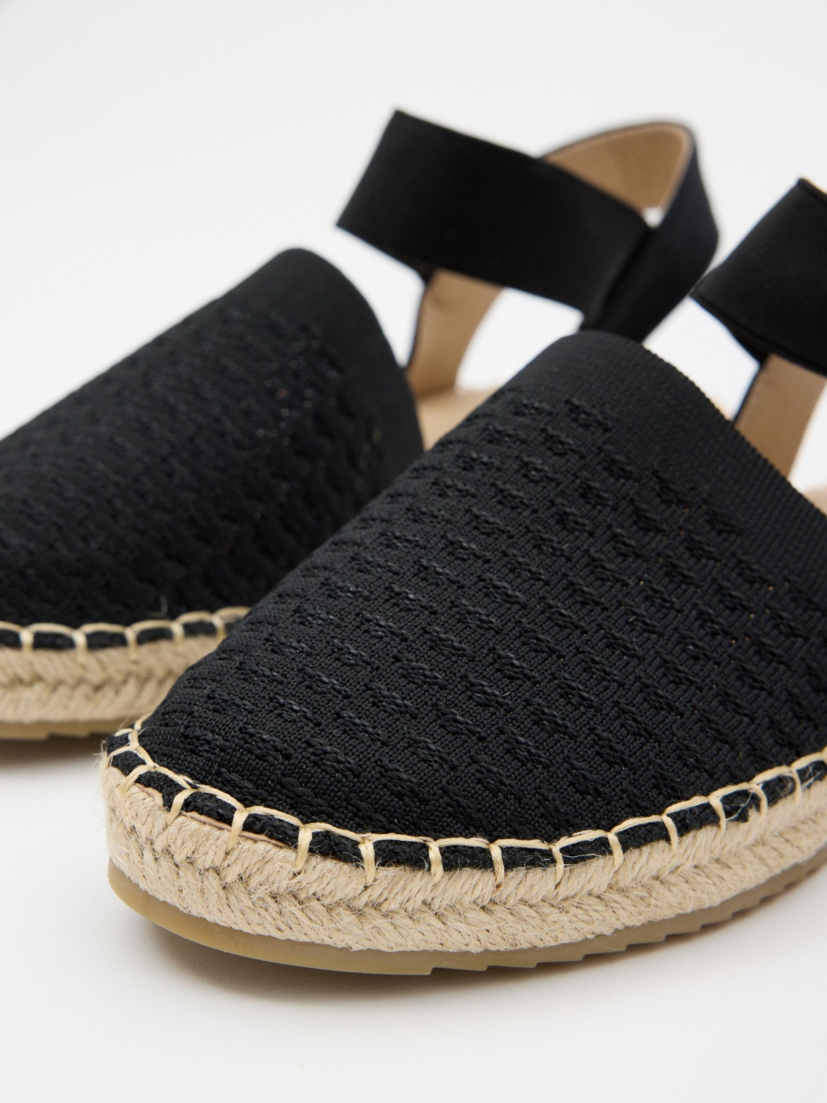 Jute and nylon sandal black/beige detail view