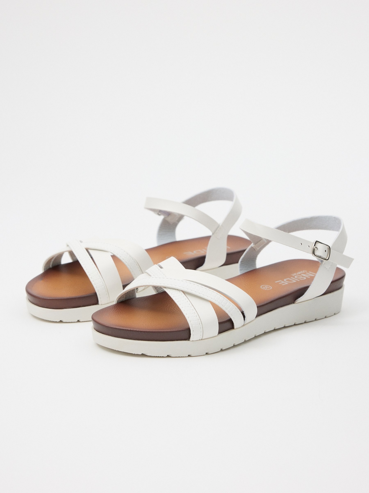 Sandals snake straps white 45º front view