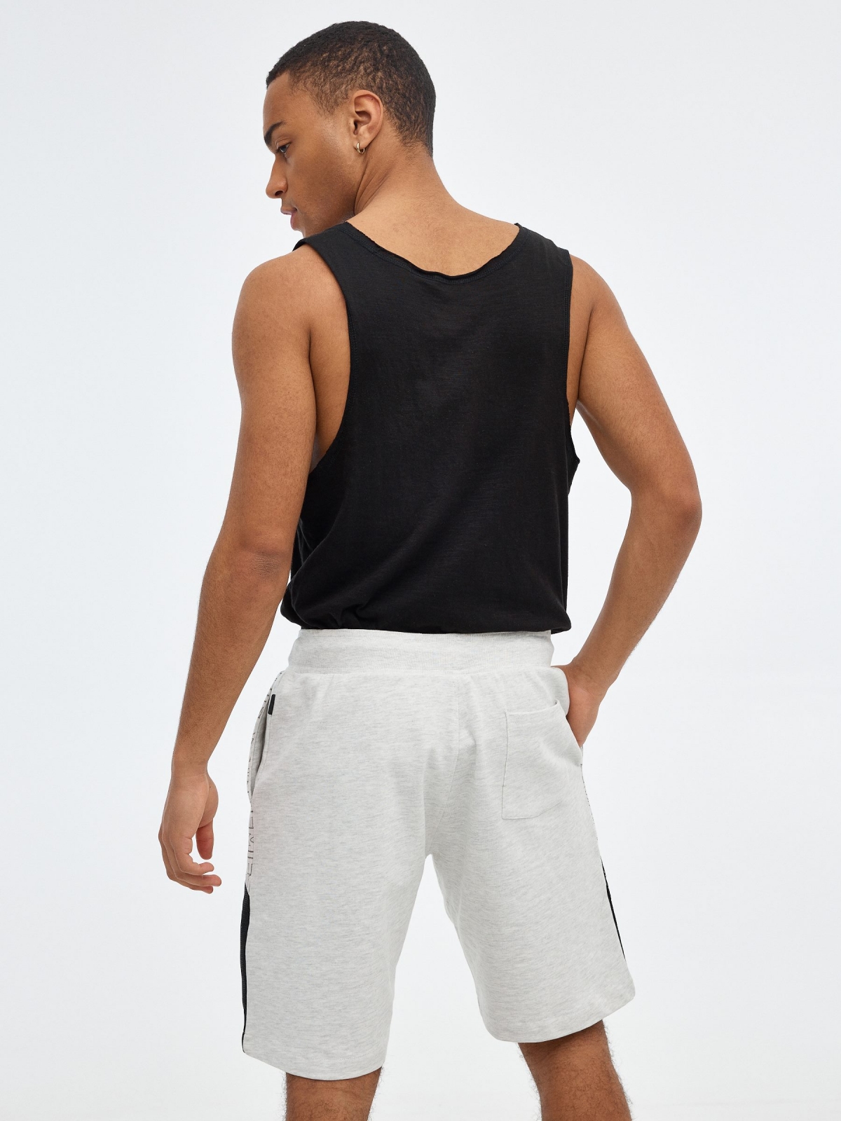 Bermuda jogger shorts with side band light grey vigore middle back view
