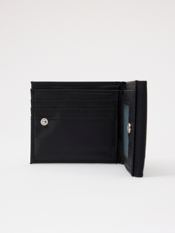 Textured nylon wallet black back view