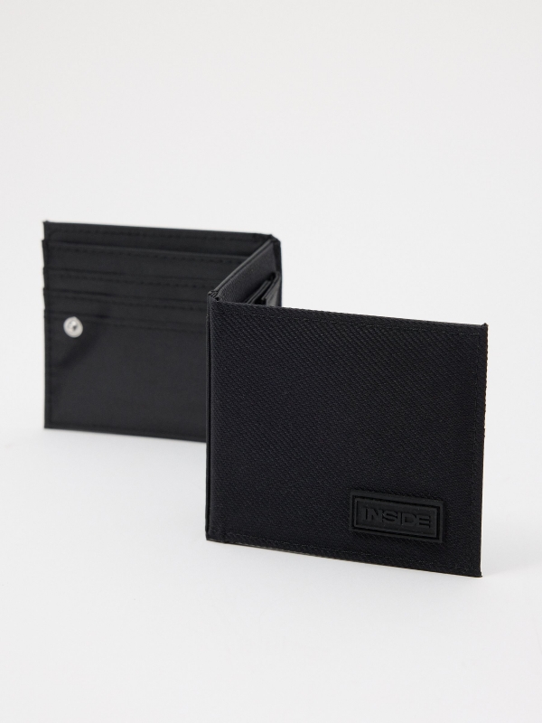 Textured nylon wallet black detail view