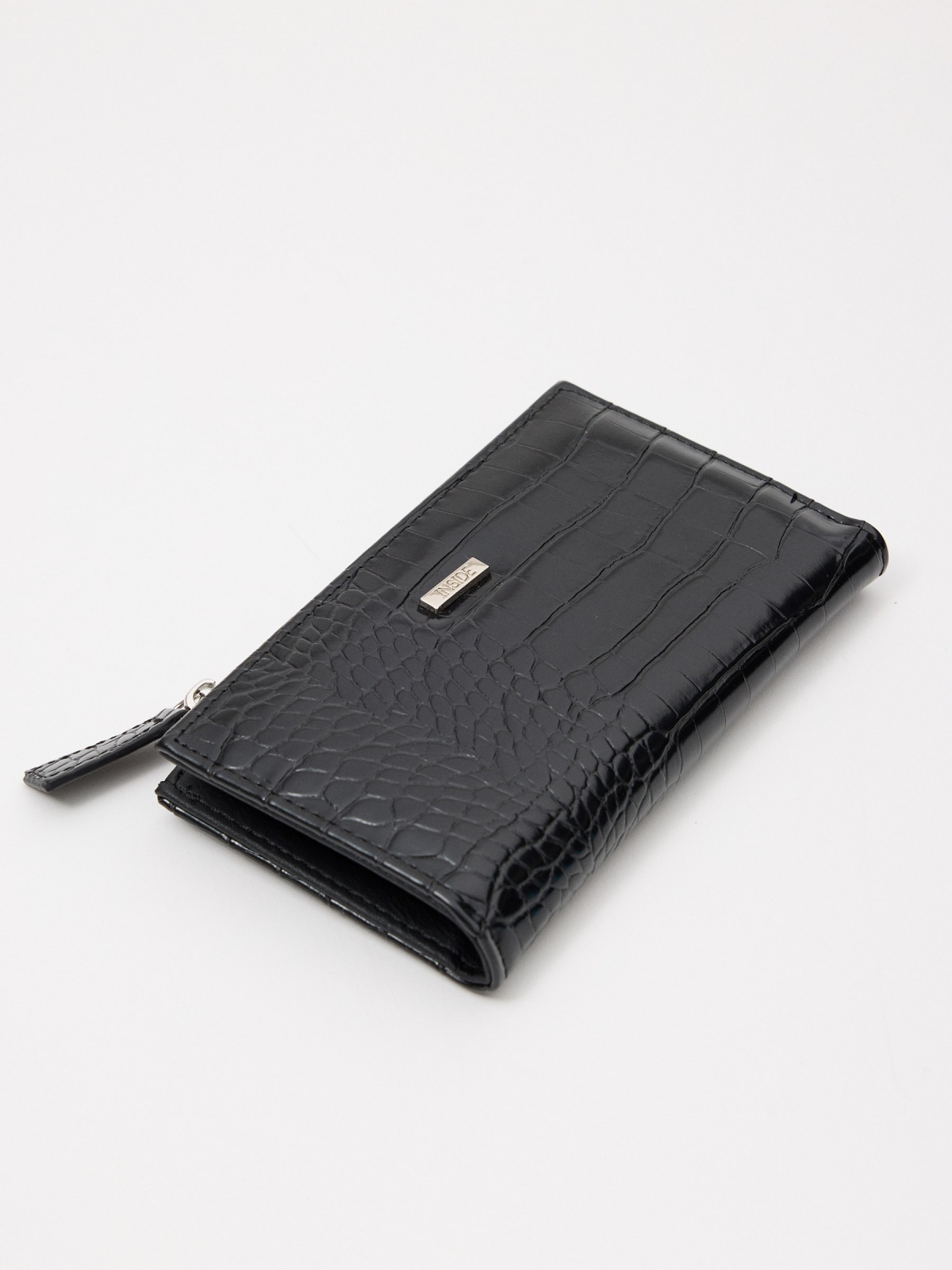 Textured leatherette purse black back view