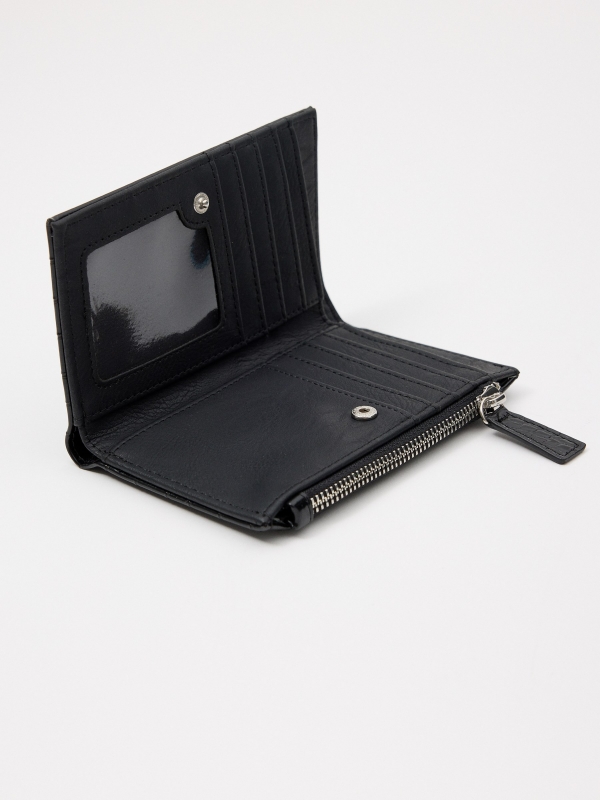 Textured leatherette purse black detail view
