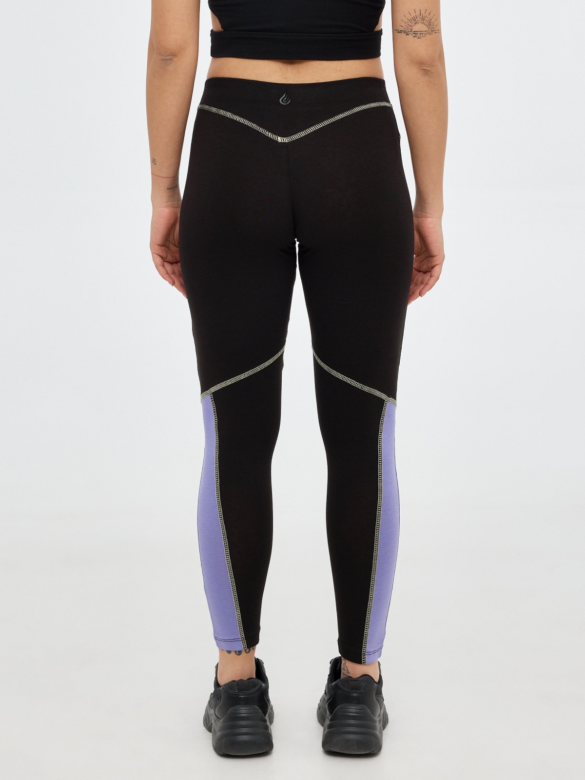 Legging with contrasts black front view