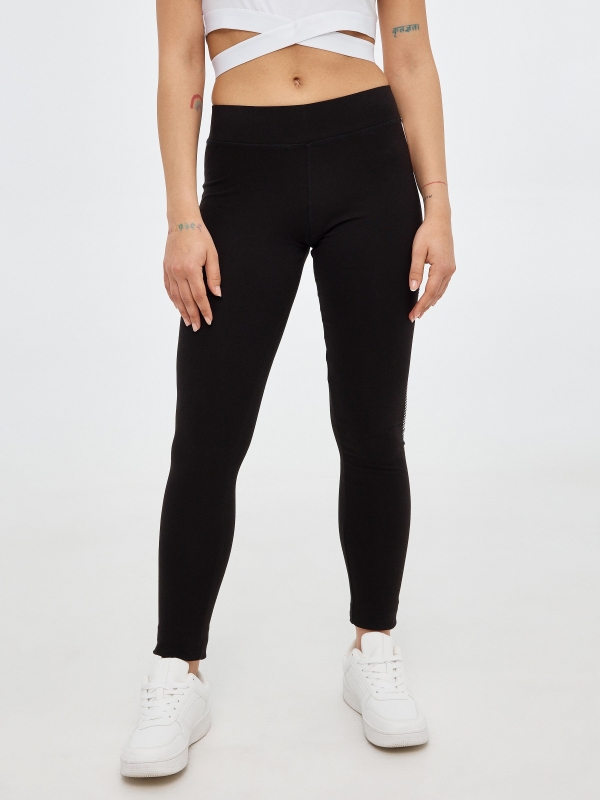Legging with mesh detail black middle front view
