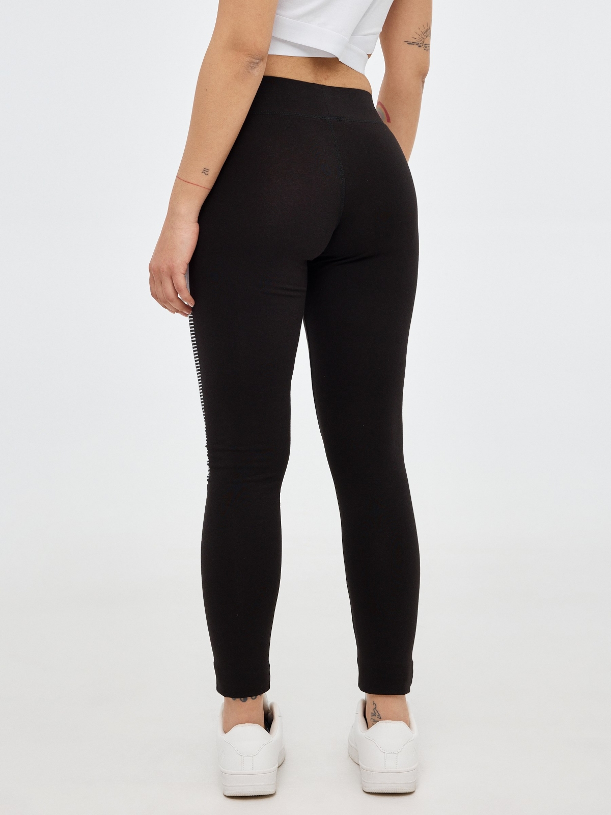 Legging with mesh detail black middle back view