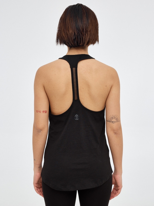 Camiseta espalda nadadora negro vista media trasera