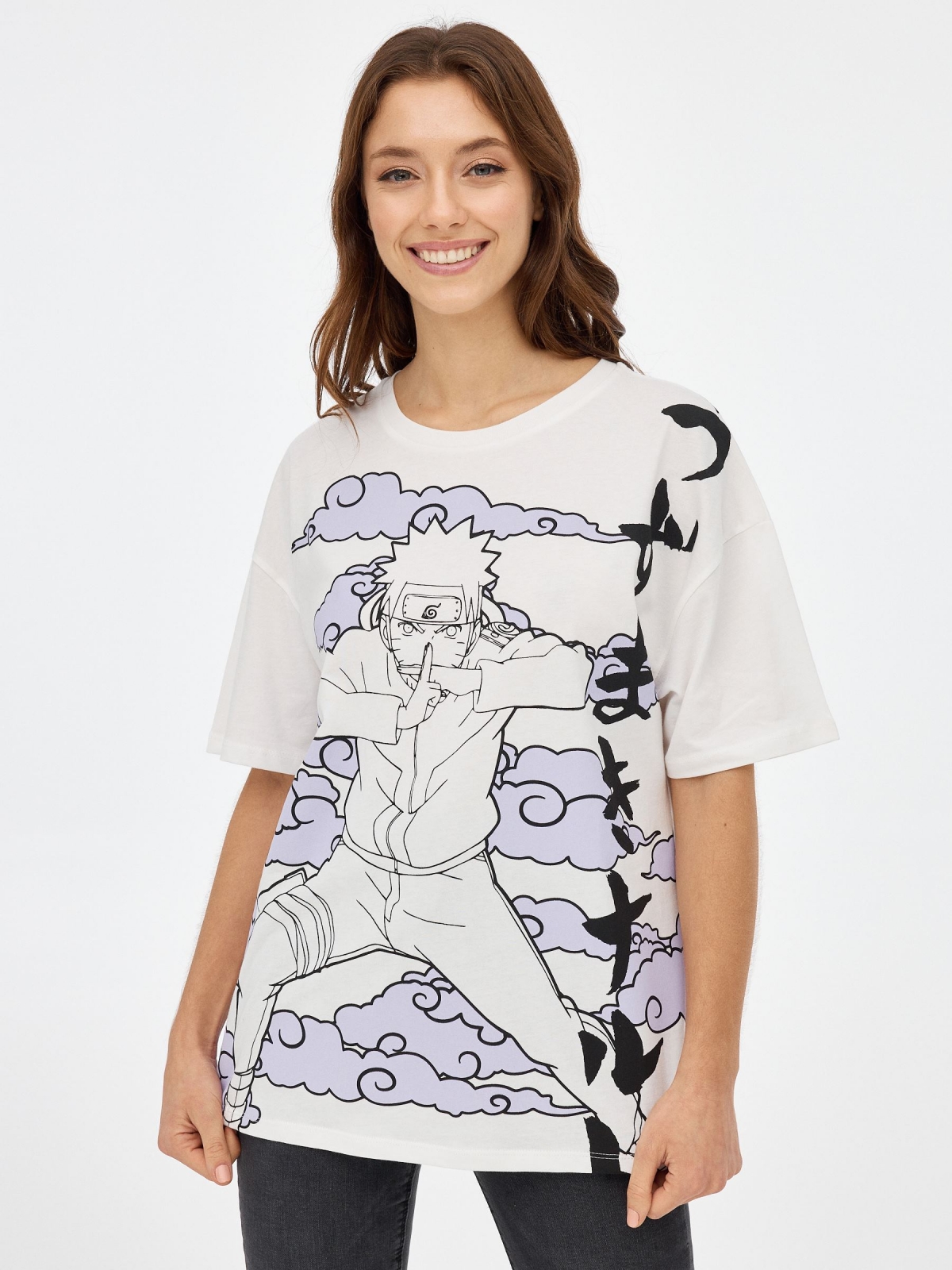 Naruto oversize t-shirt off white middle front view