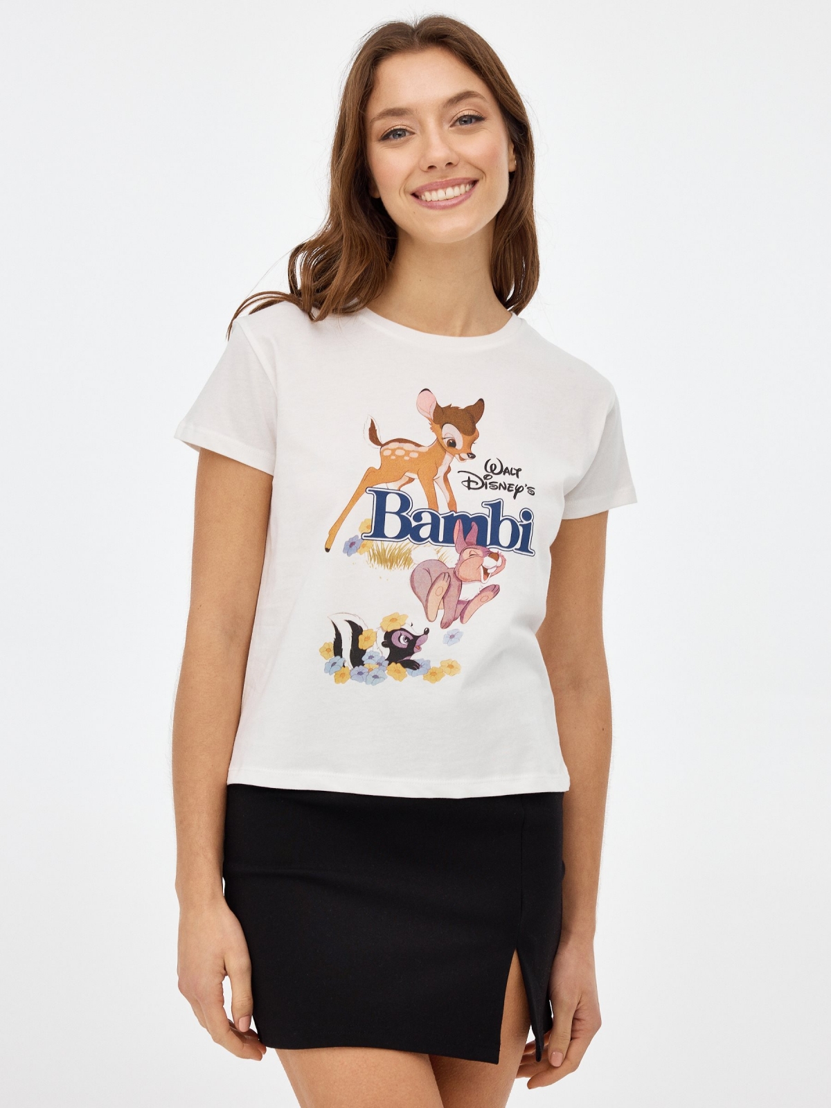 Camiseta Bambi blanco roto vista media frontal