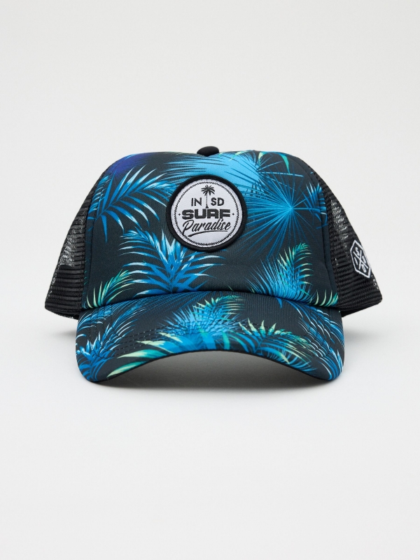 Tropic print trucker cap blue