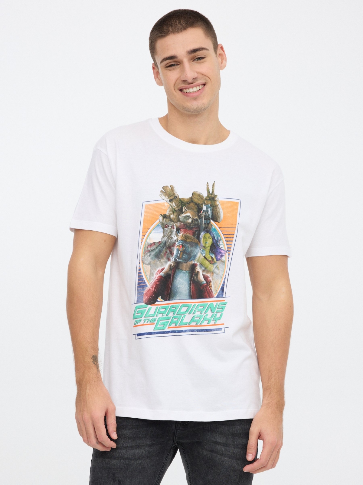Camiseta Guardians of the Galaxy blanco vista media frontal