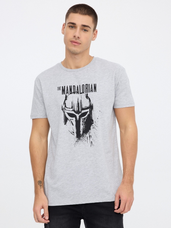 Mandalorian T-shirt grey middle front view